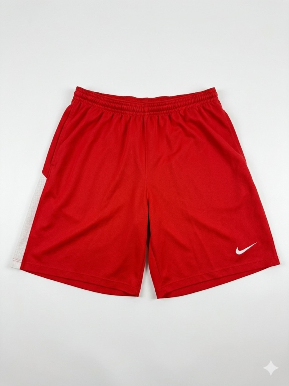 Nike Red Men's Athletic Shorts with White Swoosh